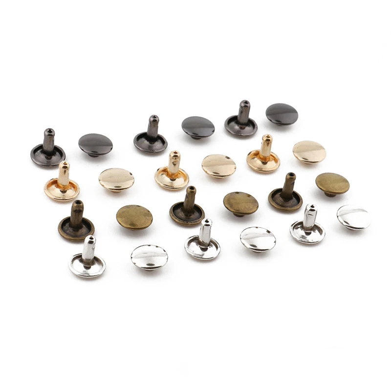 brass flat head mushroom leather belt craft rivets studs metal double cap rivet