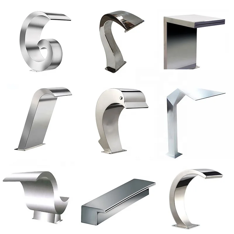 Swimming pool equipment curved hook-and-groove Bath Stainless Steel Pool Decorated Fountain Waterfall