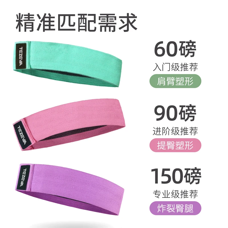 Non Slip Polyester Latex Silk Fabric Yoga Hip Exercise Elastic Bands Gym Equipment Workout Pilates Fitness Resistance Bands Set