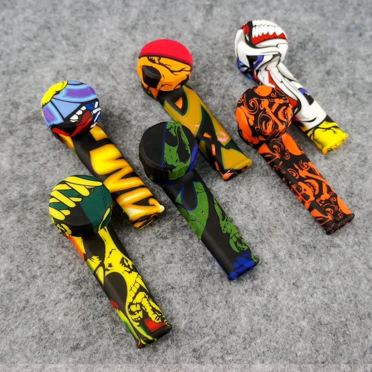 Hot Selling unbreakable  Colorful Multicolor  Silicone  smoking Pipe glass pipe metal bowl