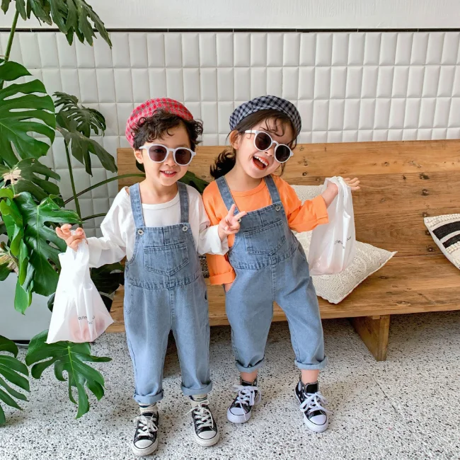 
SE4657 Latest Boy Cotton Soft Jeans Cowboy Overall Loose custom logo Baby Boys Pant Adorable Child fashion design Jeans pants 