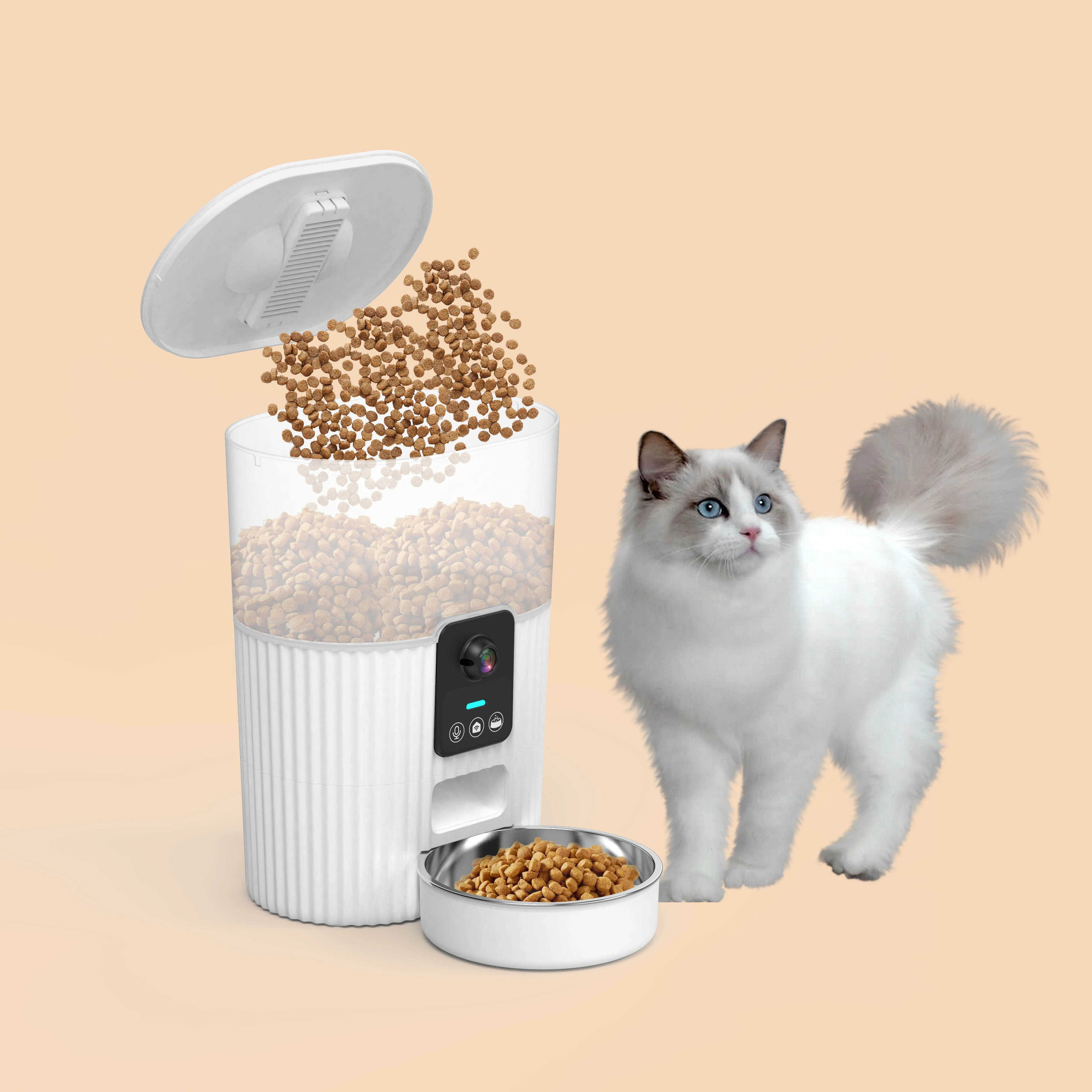 Amazon Hot sale alimentador auto para mascotas WIFI Control Camera Automatic dog cat pet Bowls feeder with Camera