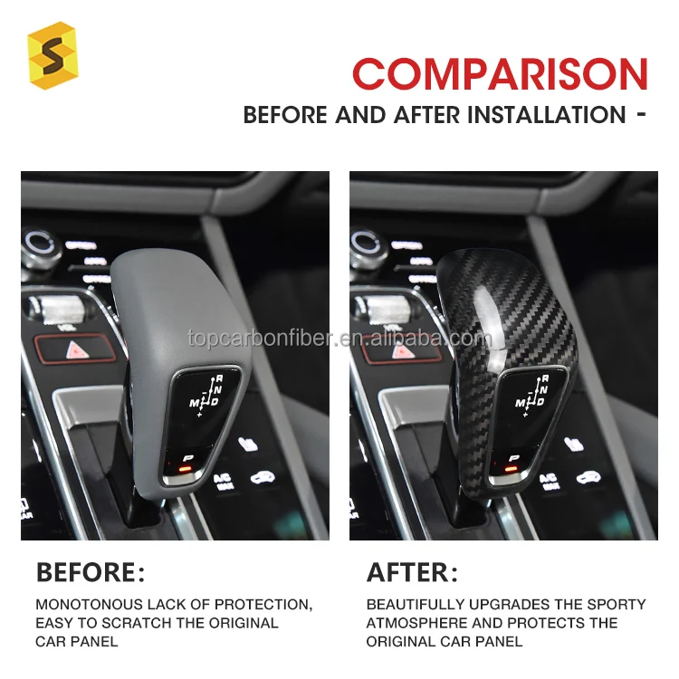 ES Automatic Shift Knob Carbon Fiber Cover For Porsche Cayenne 2018 for now Interior Accessories Car Decoration