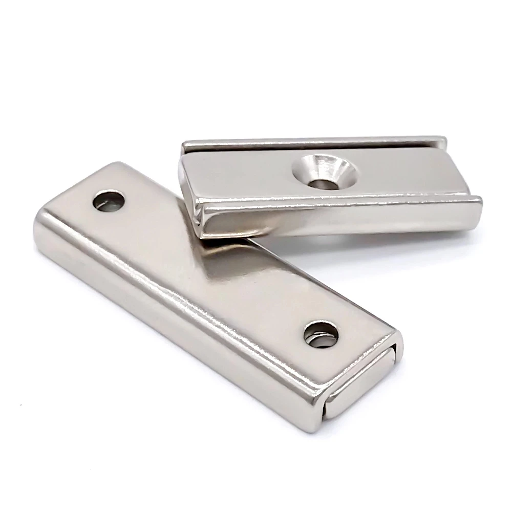 Super Strong Pot Magnets Rectangular Neodymium  Holder With Countersink