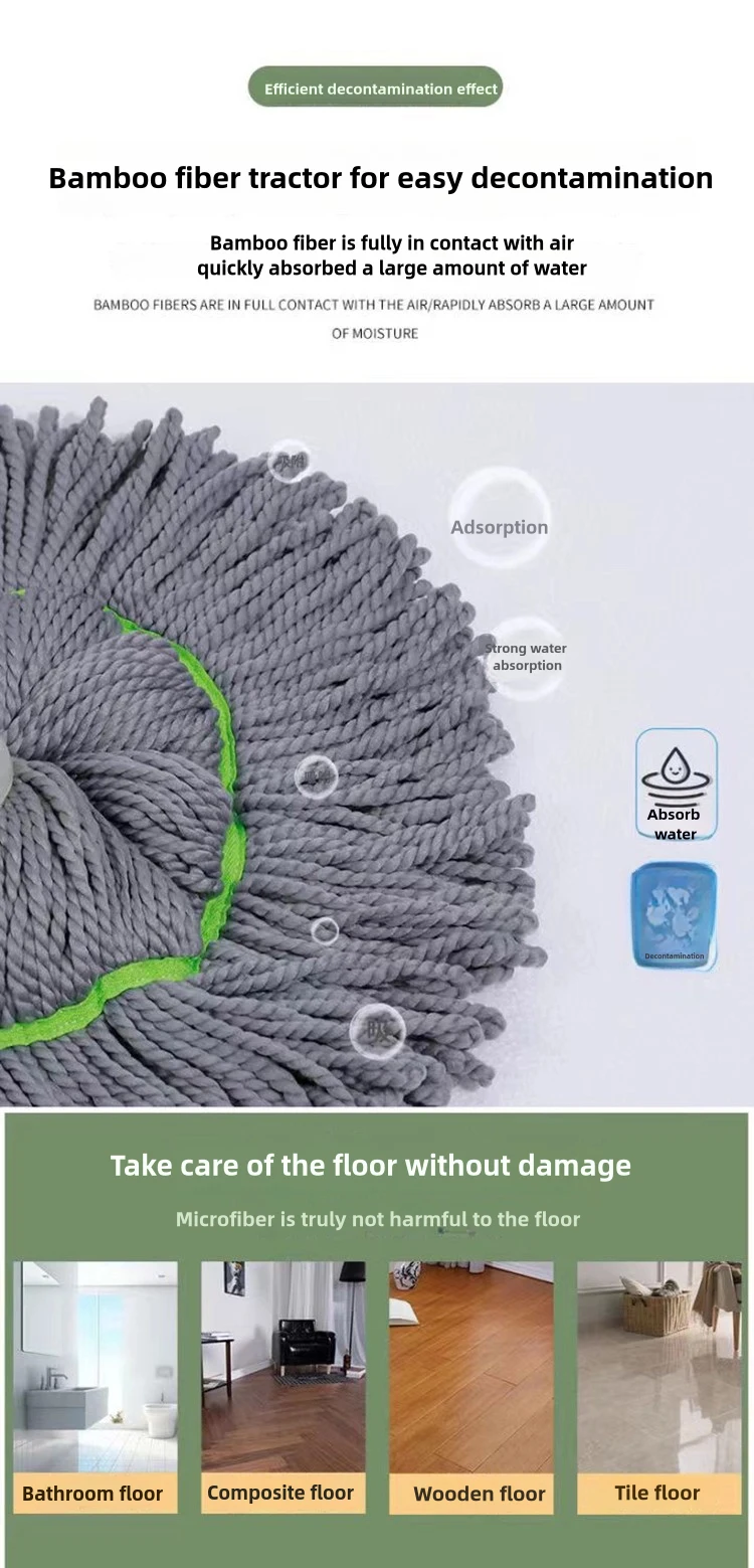 Cleaning supplies microfiber mops head cleaning floor tools products Hand wash-free twist water rotating lazy cleaning mop