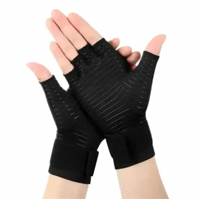 SONICE Copper Infused Arthritis Safety Gloves with Wrist Strap Fingerl Comprion Guante for Hands Pain Relief