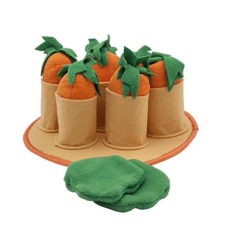 Cute puppy stuffed carrot toys plush snuffle mat squeaky plush pet toy feed dog IQ nose work training for small medium dogs