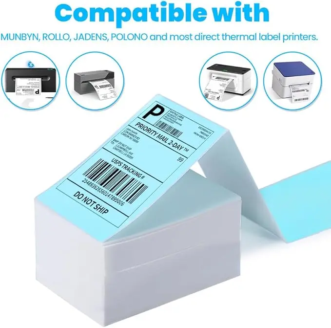 Термопринтер прямого действия 4x6 многоразовые термоэтикетки бумага 500 синие наклейки 1 рулон доставка продуктов 3D