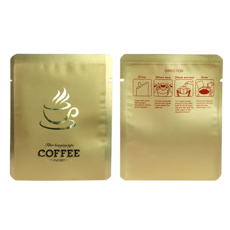 Custom Packaging Aluminum Foil Hanging Ear Coffee Drip Filter Paper Bag