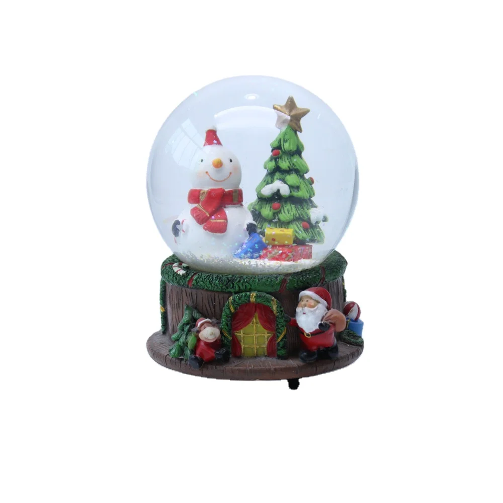 Personalised polyresin christmas tree and snowman glass snow globe water ball kids promote gifts
