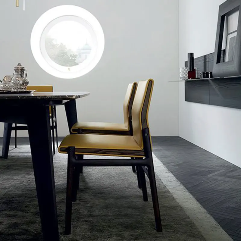 Simple luxury nordic wood restaurant chairs modern dinning room furniture leather chairs design upholstered armless dining chair