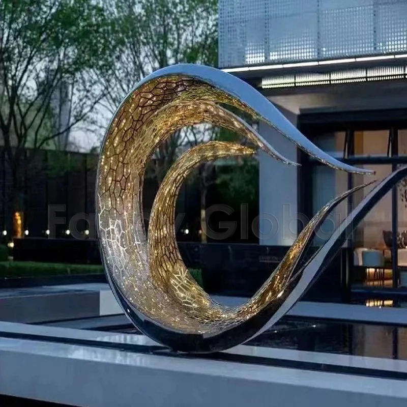 FANCY Large Metal Modern Arts Abstract Stainless Steel Sculpture