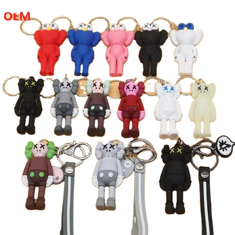 Custom 3D Cute Cartoon Anime Keychain Accessories PVC Trendy Birthday Gift Bag Pendant Kawed Figure Keychain