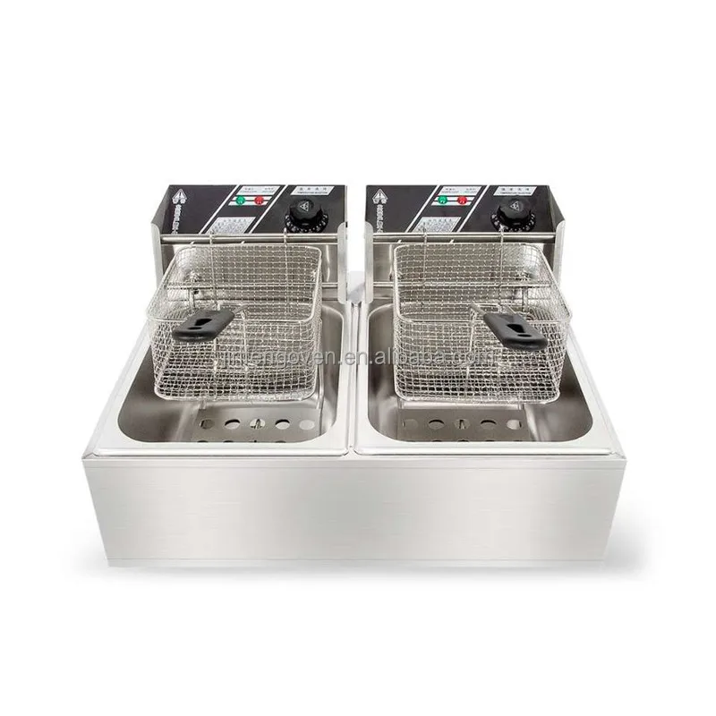 Stainless Steel Chicken Kfc Potato Chips Fryer Double Tank Industrial Electric Commercial potato twist Deep Fryer