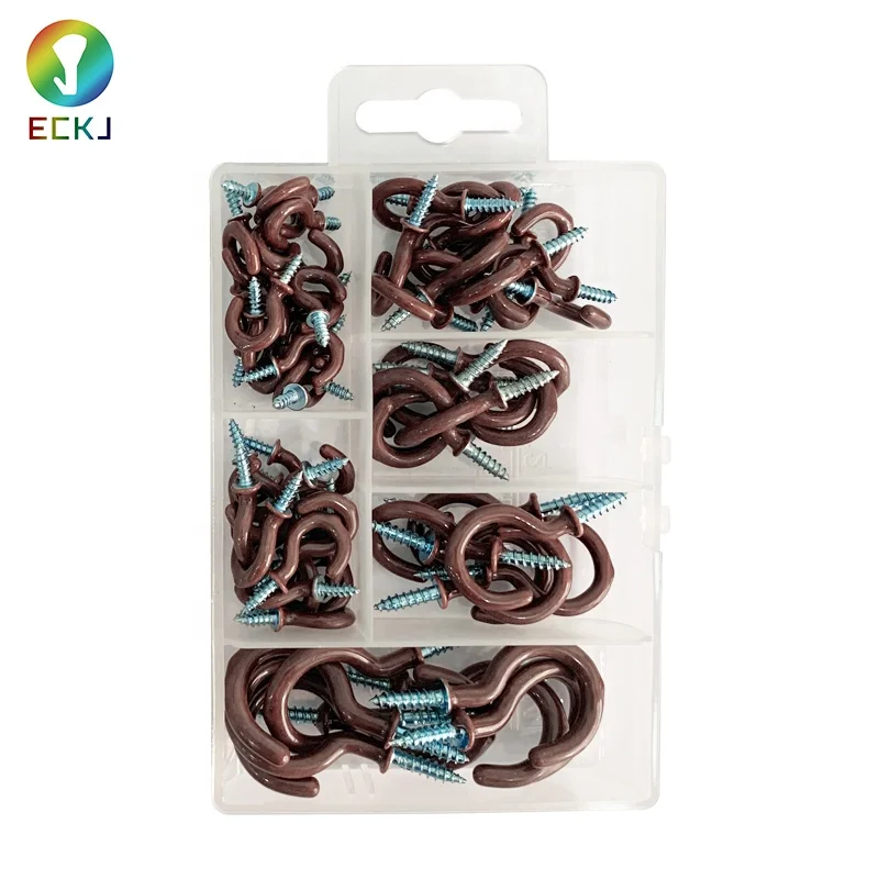 ECKJ 70 transparent box packaging six colors eighth coated cup hook
