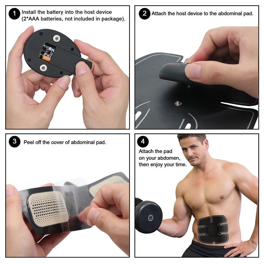 Hot Selling 6-pack Smart Ems Abdominal Abs Muscle Stimulator Body Toning Belt Fitness