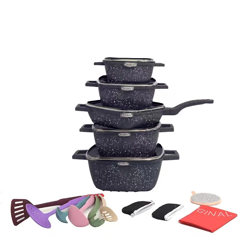 Stocked 25pieces Dessini Cookware Sets Non-Stick American Style Soup Pot Cookware Sets