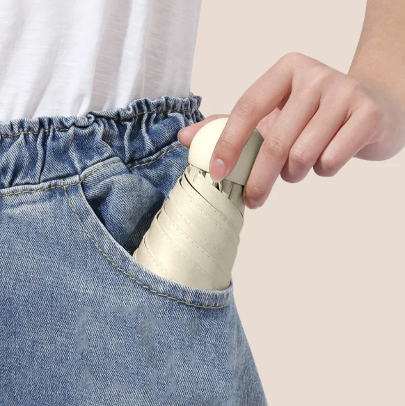 Воскресенье дешевые складной легкий вес анти УФ Дождь 5 раз капсула зонтик мини