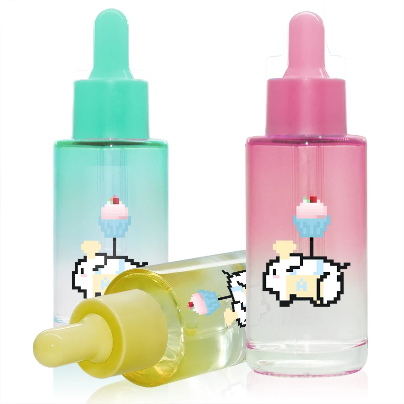 jiaxing glass Custom frosted serum oil bottle 100ml 100 ml pink purple blue white color glass cosmetic press pump dropper bottle