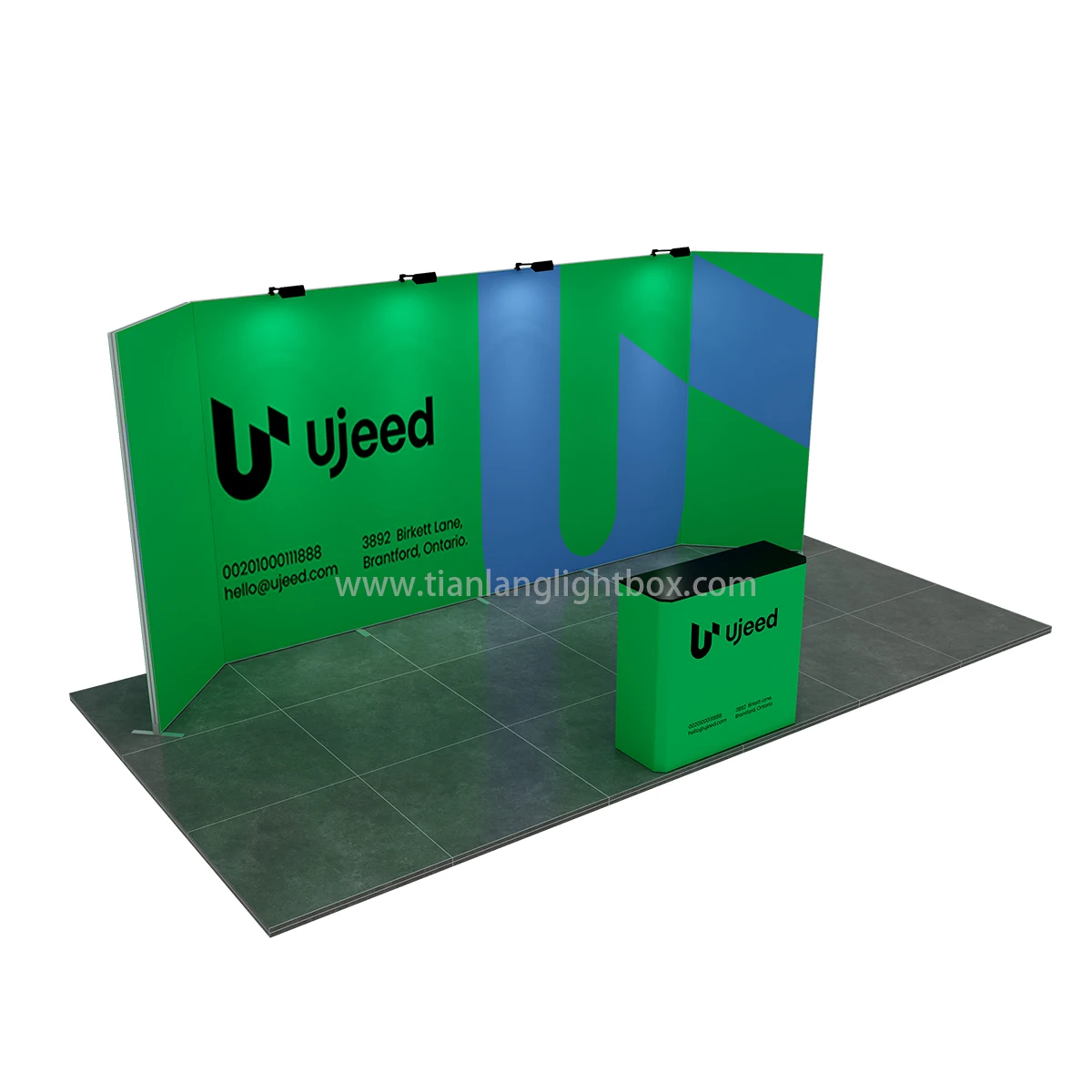 TianLang 10x20 portable trade show stand with toolless modular aluminum frames 3x6 exhibition booth display