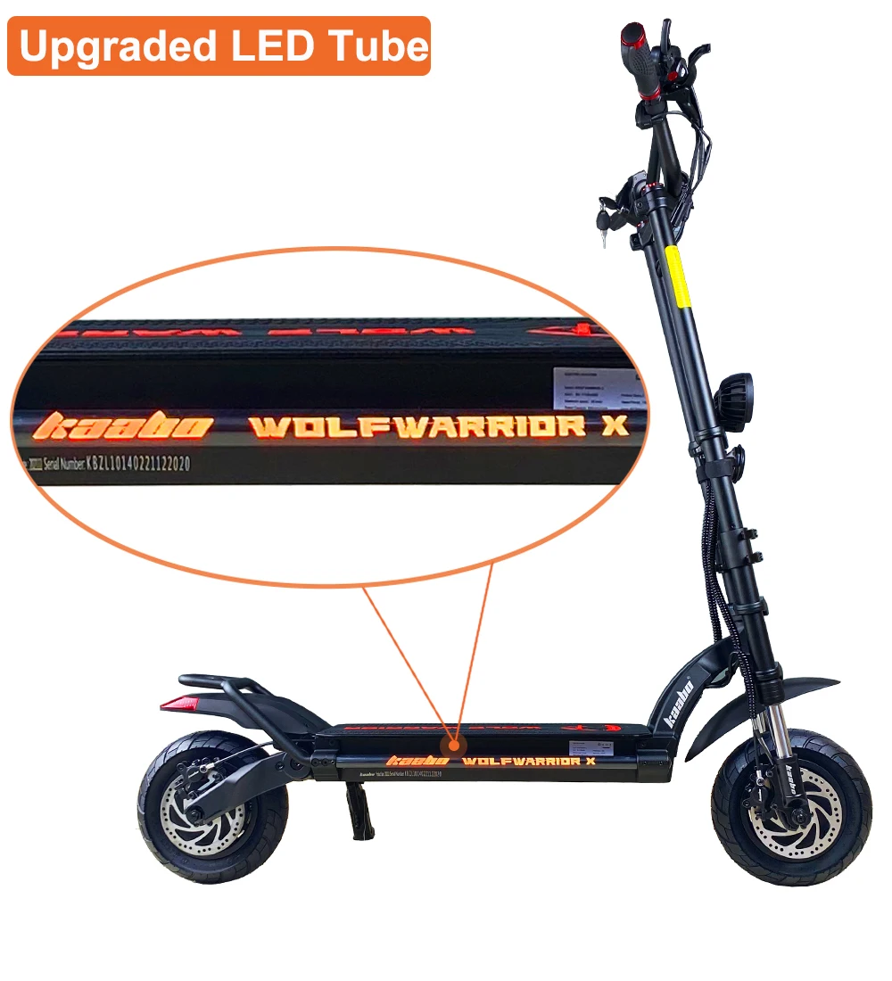 Original Kaabo Wolf Warrior X 10inch 60V 28AH Battery Top Speed 70km/h Electric Scooter with Hydraulic Shock Absorption