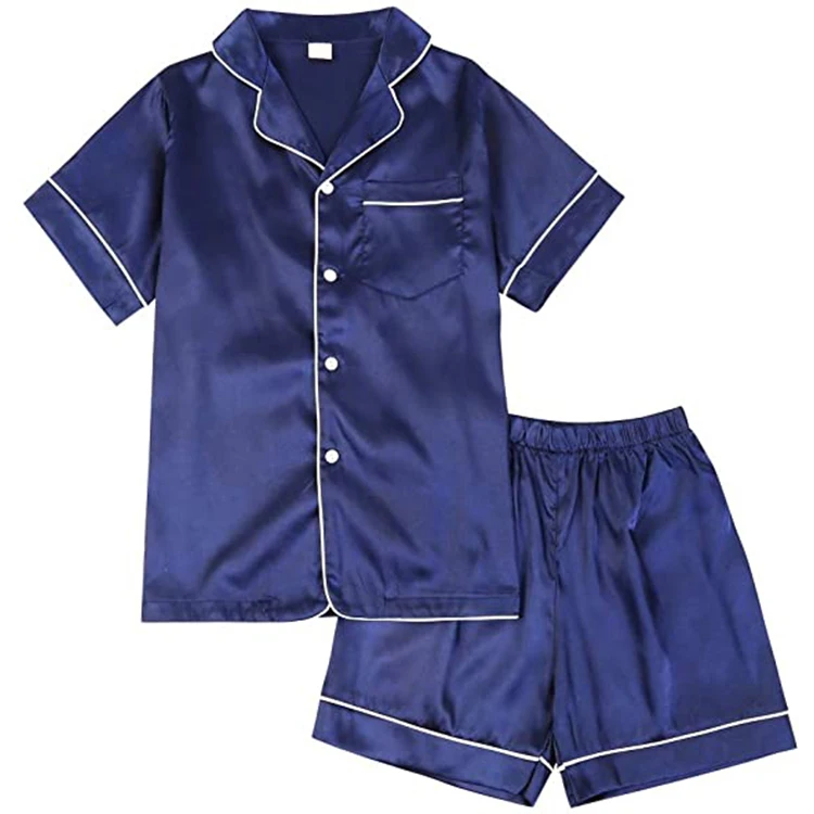 2021 children 100% mulberry silk Pyjamas set girl Short sleeve pajamas and shorts sleepwear Kids Silk Pajama