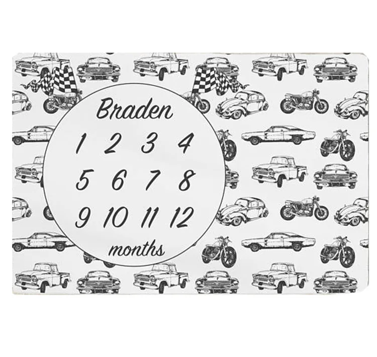 
Custom Pattern Multi Size Baby Photo Prop First Year Monthly Milestone Blanket Set for Infant 