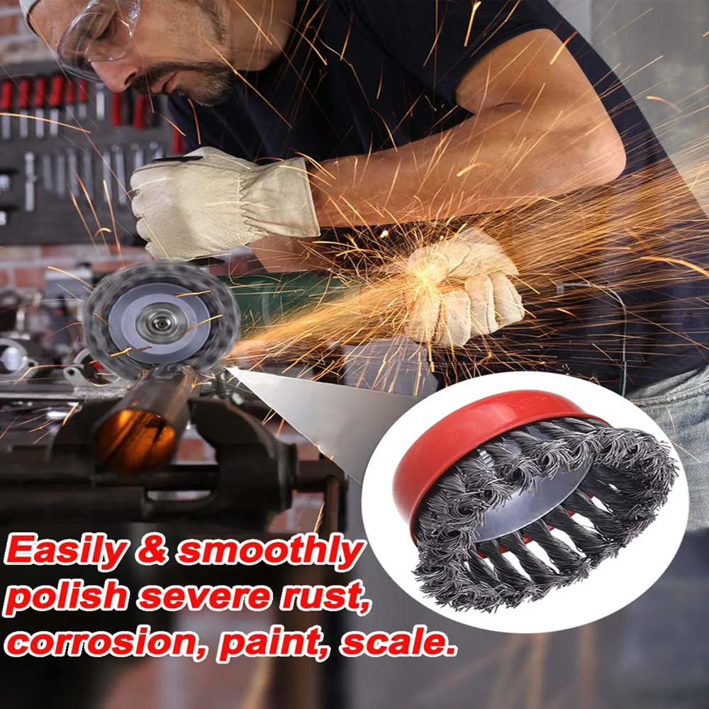 DELUN 4-Inch 100mm Twisted Cup Wire Brush Power Tool Grinder Machine Accessories metal wire polishing brush