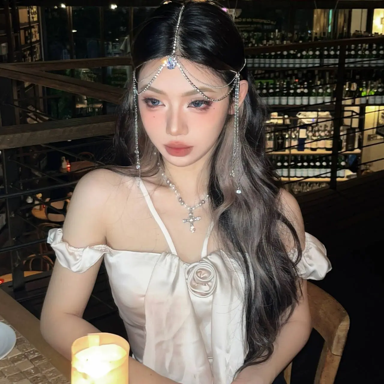 Custom Bridal Water Drop Crystal Long Tassel Forehead Head Chains Headbands jewelry for Women Wedding Party Hair Accessories