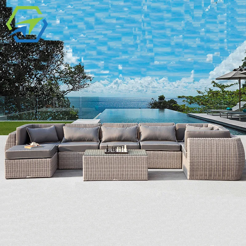 Outdoor furniture sets rattan sofa hotel gardens sessions 8 piece wicker sectional outdoor puffy sofa patio rattan furniture