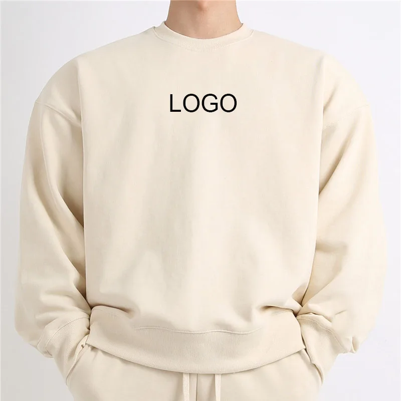 Promotional Wholesale High Quality Pullover Plain White Cotton Custom Hoodie Crew Neck Sweatshirt