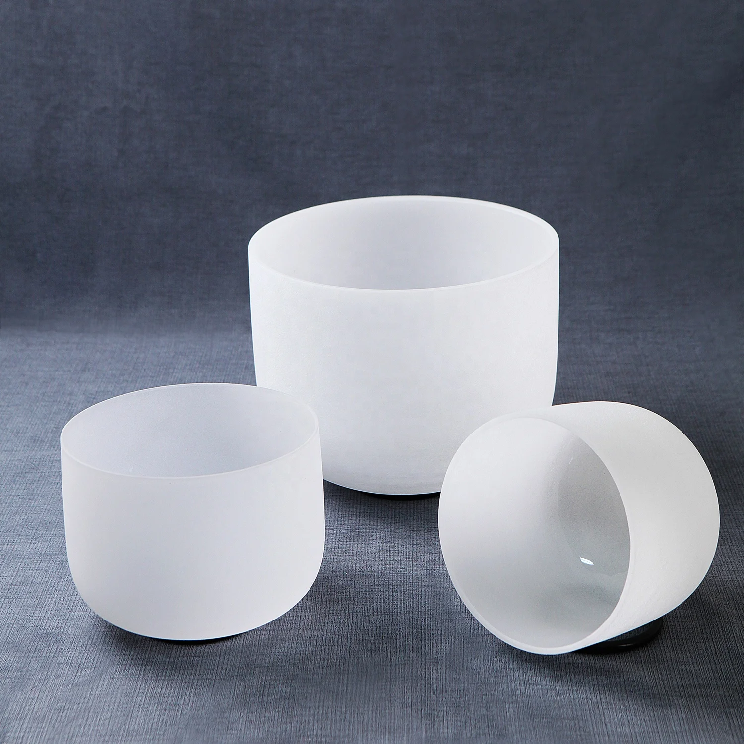 432hz Perfect Pitch 7 White Crystal Singing Bowls with  Free Rubber Mallets and  7 O-rings
