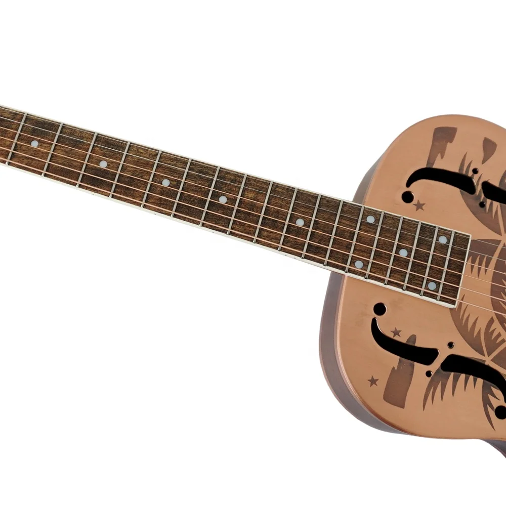 Aiersi Brand Distressed Vintage Red Rust Single Cone Resonator Guitar blues musical instrument for sale