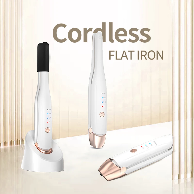 Lightweight Wireless Rechargeable Mini Hair Straightener Portable Hair Iron Antiscald Hair Straightener With Charging Base