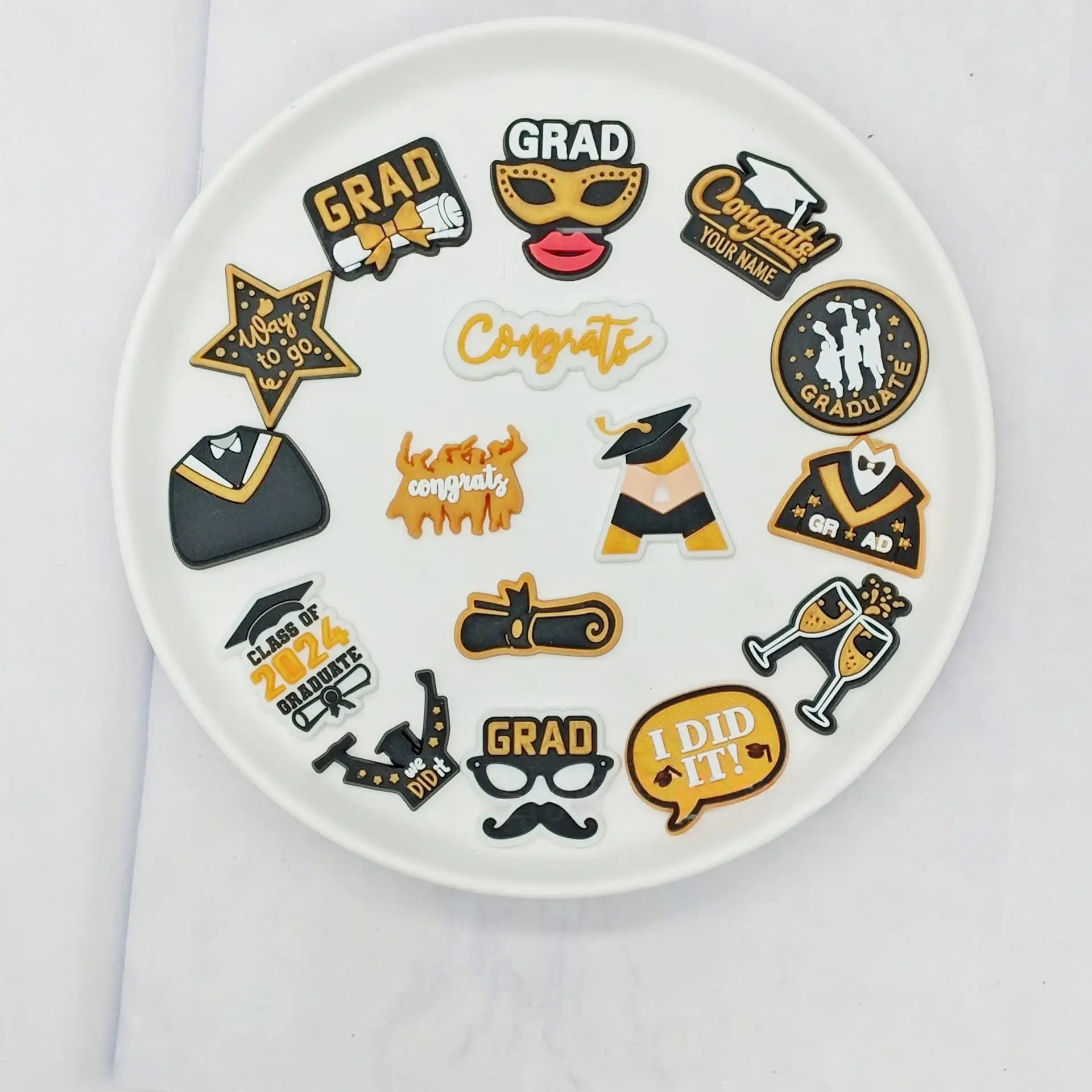 2024 New arrive pvc shoes charm College Graduation Season Student gifts celebrate graduation shoe decoration for gsrden shoes