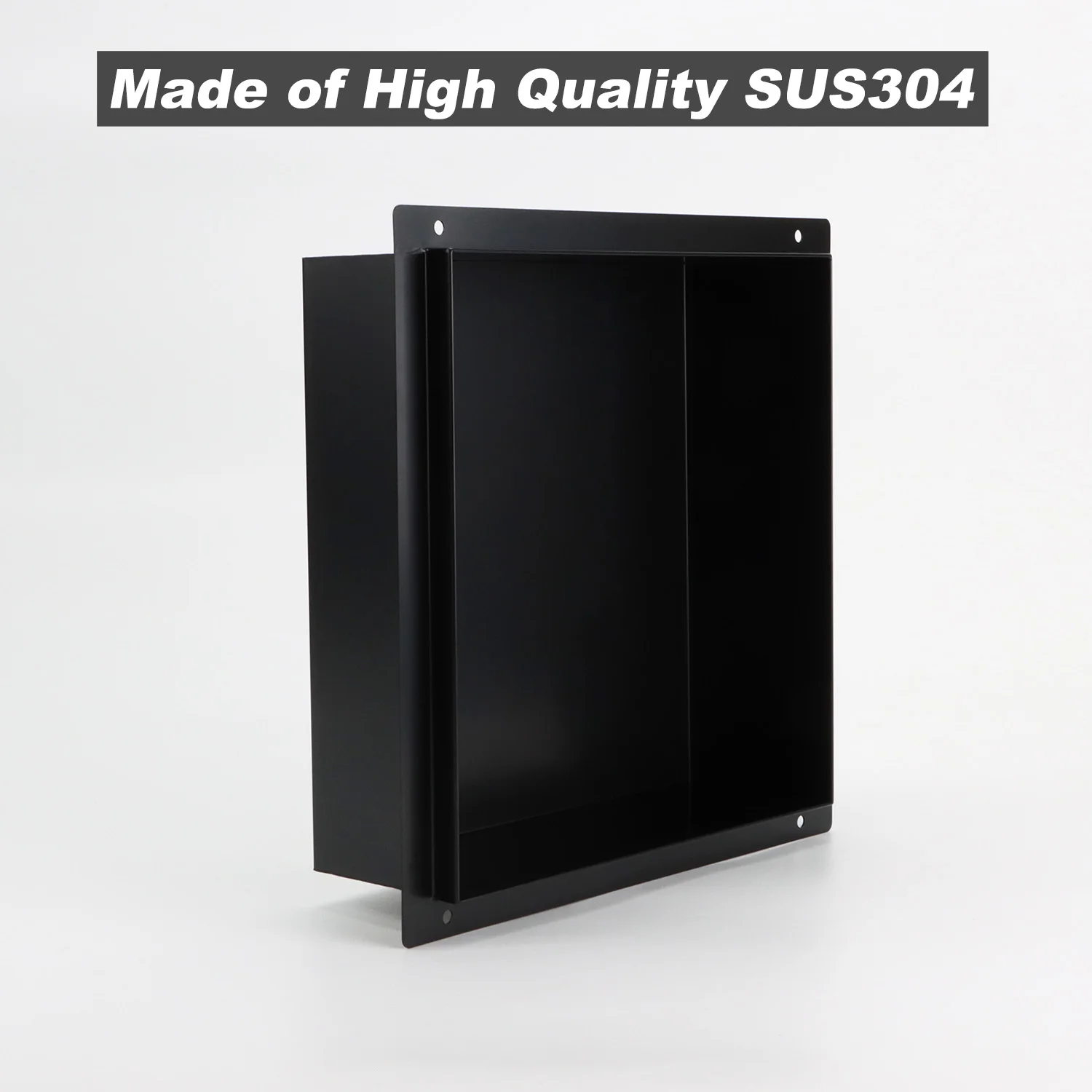 Modern Shower Wall Niche 600mm Matt Black Recessed Stainless Steel 304 2 Tiers for Bathroom