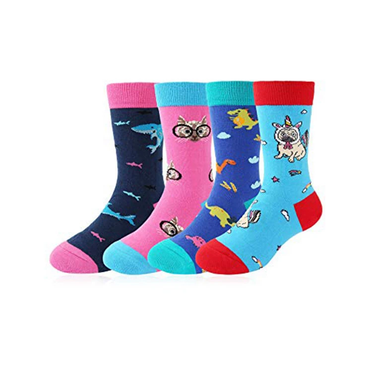 wholesale custom design children cotton cute socks for kids asian teen boys school girl jacquard cartoon crew sock from china