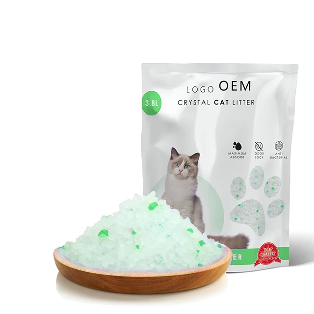 Cat Litter Sand OEM Wholesale Easy Clean  Used 3.8 L 4L 1.6KG Crystal Cat Litter Bulk Silica Gel Cat Litter