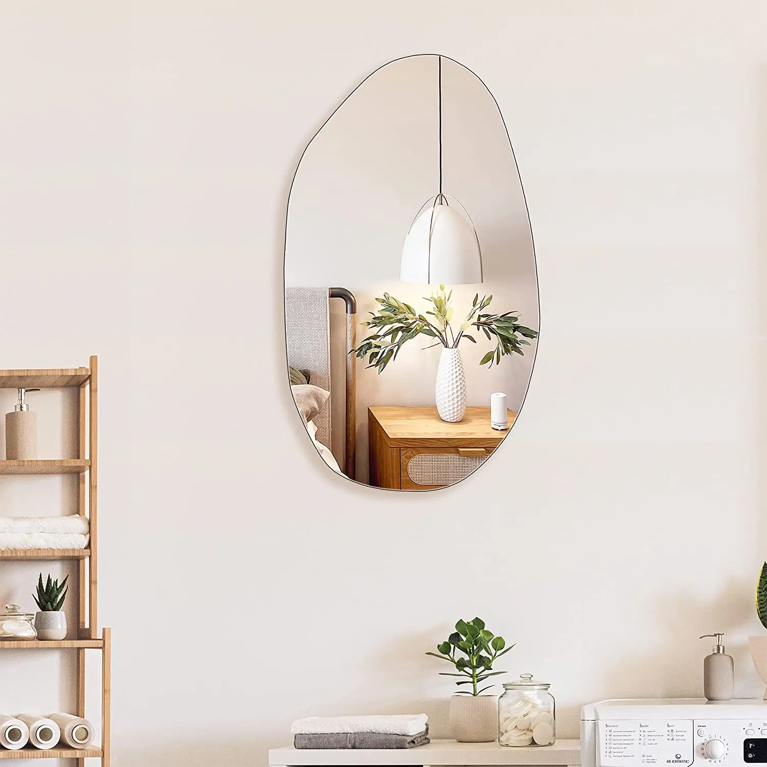 Frameless Asymmetrical Mirror Large Body Full Length Long Living Room Espejo Spieg Entryway Bedroom Irregular Wall Mirror