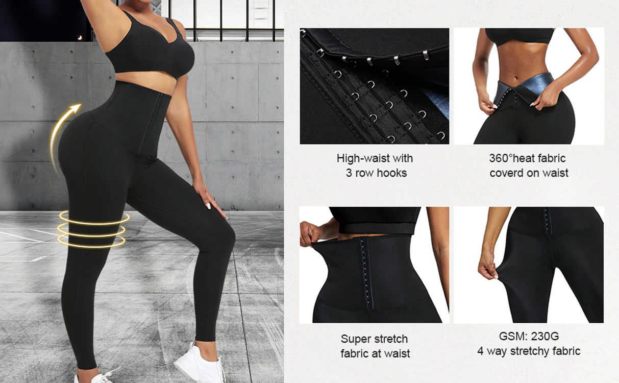 HEXIN High Quality High Waist Tummy Control Compression Butt Lifting Leggings Neoprene Waist Trainer Yoga Fitness Pant For Women
