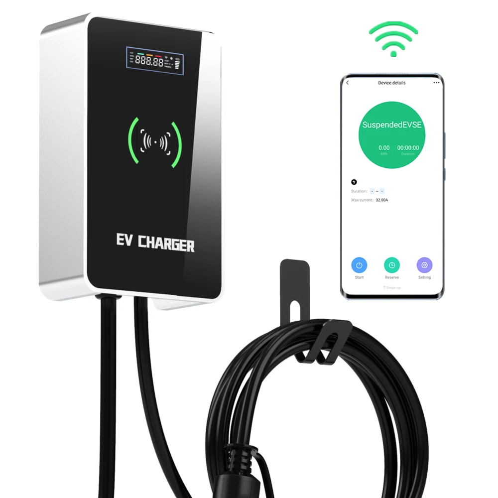 business ocpp wifi Smart app iec 62196 type2 7kw 11kw 22kw 16a 32a AC charging station for electric vehicles wallbox ev charger