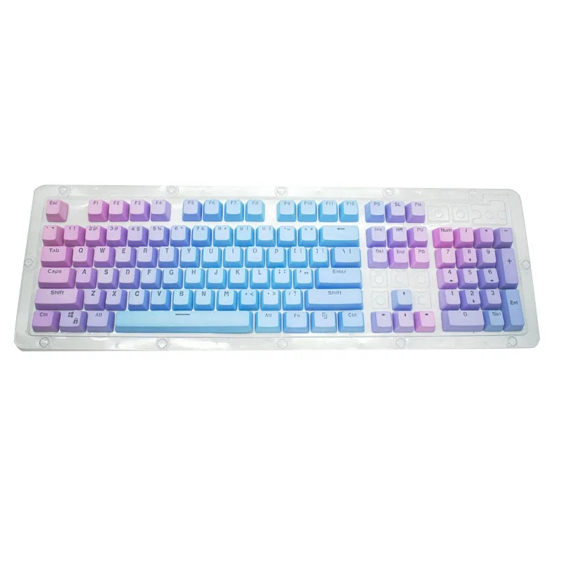 Набор радужных колпачков для клавиатуры Double Shot 104 окрашенных PBT Shine Through OEM Profile подходит механических переключателей