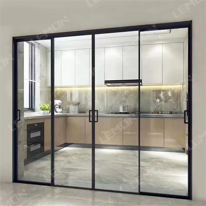 Narrow aluminum frame interior patio glass aluminum sliding door frosted glass sliding door