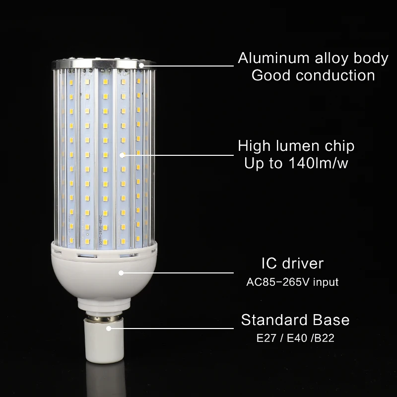 High Lumen Aluminum Alloy Led Street Light Bombillas Atmosphere Garden Art Gate Stick Light Lamp Road Path Corn Bulb E40 E27 40W