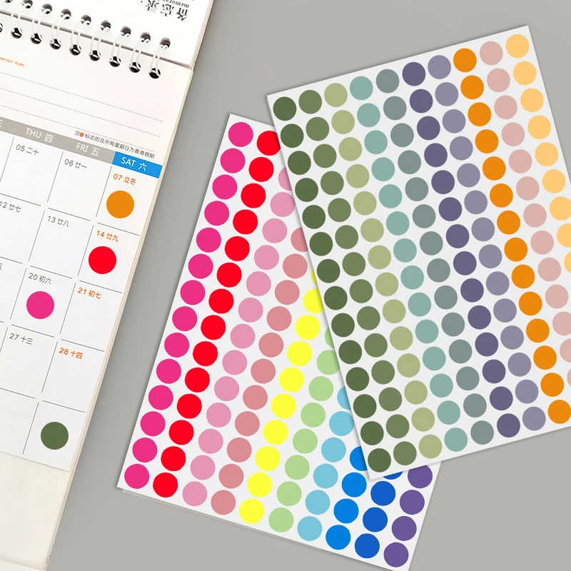 Colored 19mm Dot Stickers Stocks Handwritten Round Circle Mark Labels Polka Circle Dot Label Sticker for Office Class Papers
