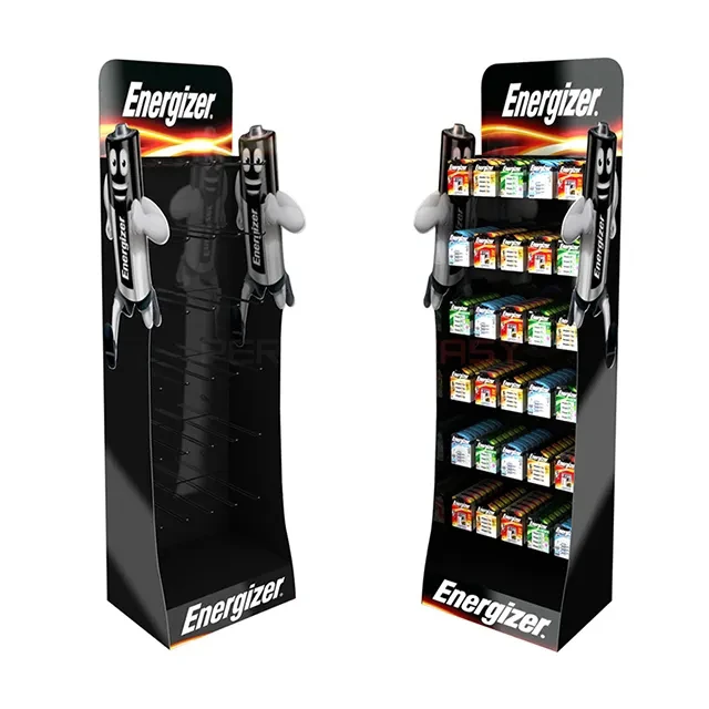 Custom Design battery Cardboard Hooks Single Side paper Display Racks battery display Cardboard battery hooks display