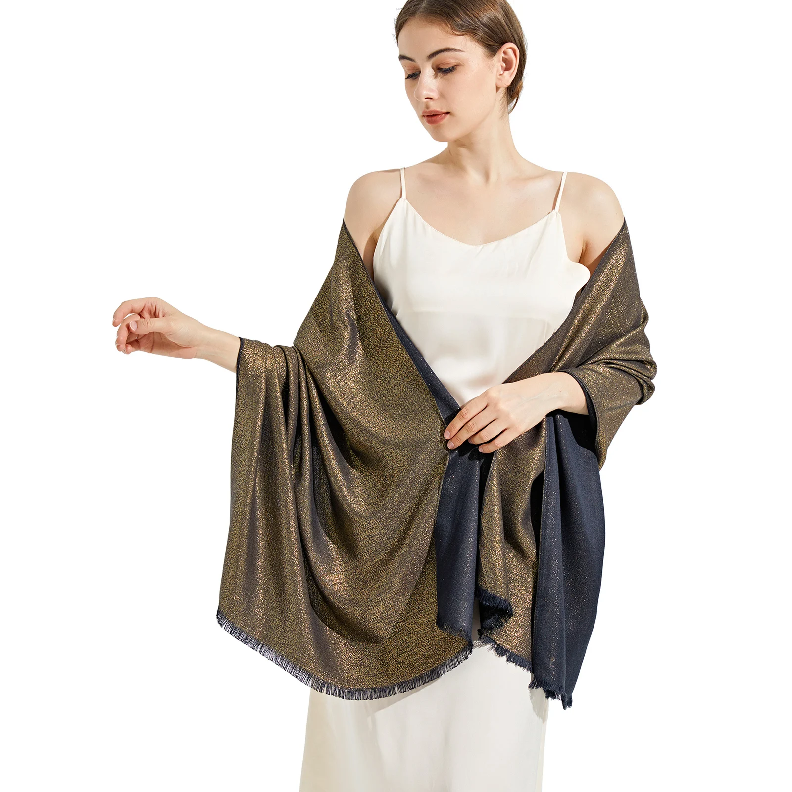 Scarf for Women in Summer and Spring and Autumn Reversible Beautiful Shawls for Evening Party Shinning Ponchos