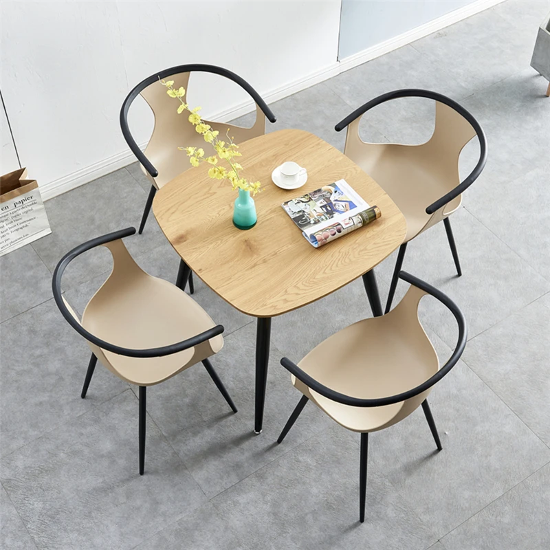 
Wholesale new design dining room furniture kitchen chair arm PP plastic dining chairs with black metal leg 