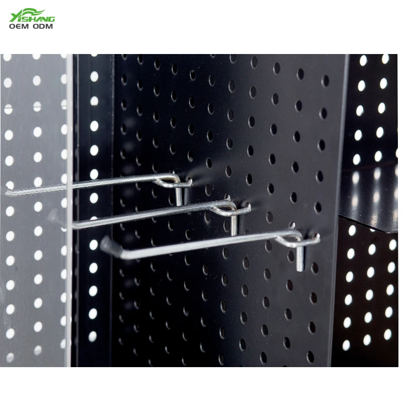 Mobile Metal Pegboard Display Racks With Hooks Pegboard Display Floor Standing Spinner Rack