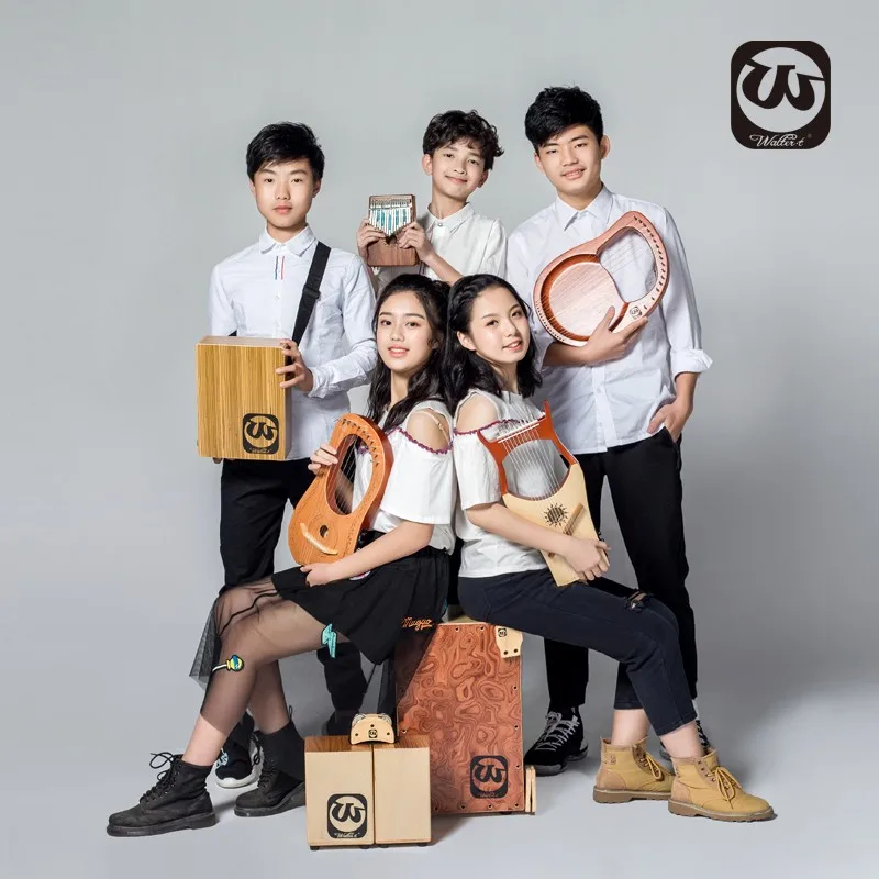 Walter Hand Percussion Mini Ebony Tapping & Birch Wood Body Pad Series Cajon , Anti slip travel style cajon can play on leg